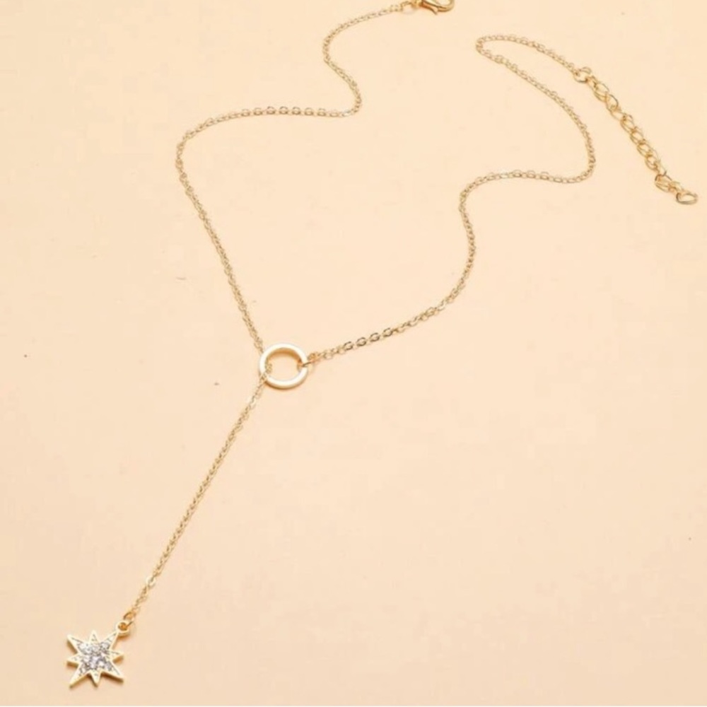 Five Star Rhinestone Necklace - Picture 2 of 7